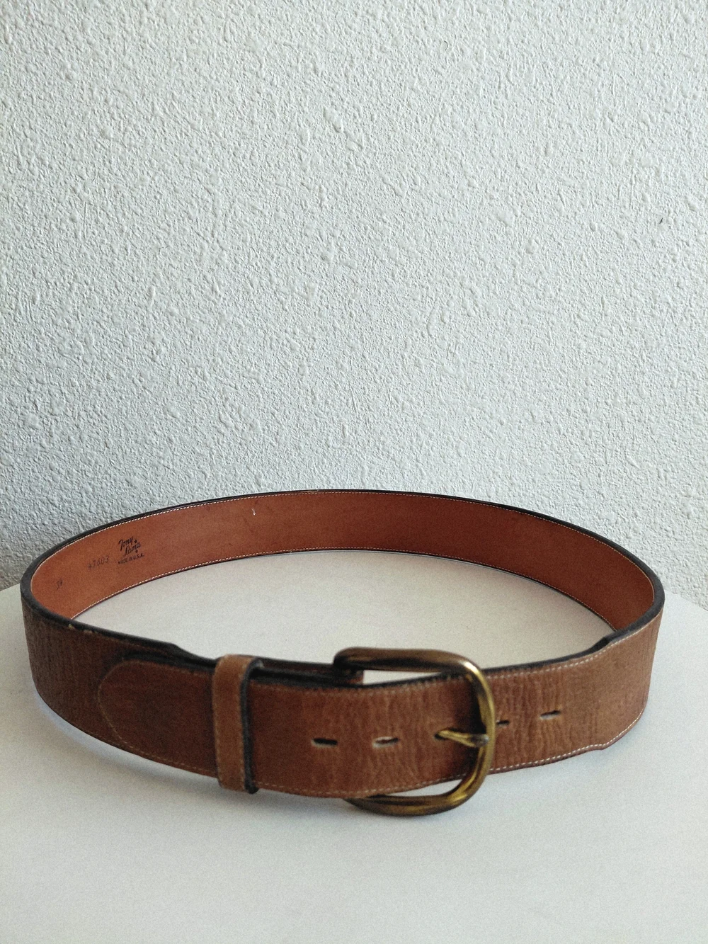 Tony Llama Brown Leather Belt Size 34 Tony Lama Sz 34 Genuine Brown Leather Metal Décor Western  main image 3